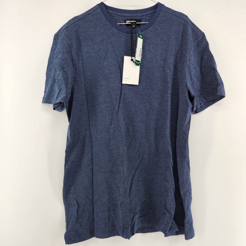 The Commons Men's L Navy Cotton Dot Jacquard Tee NWT